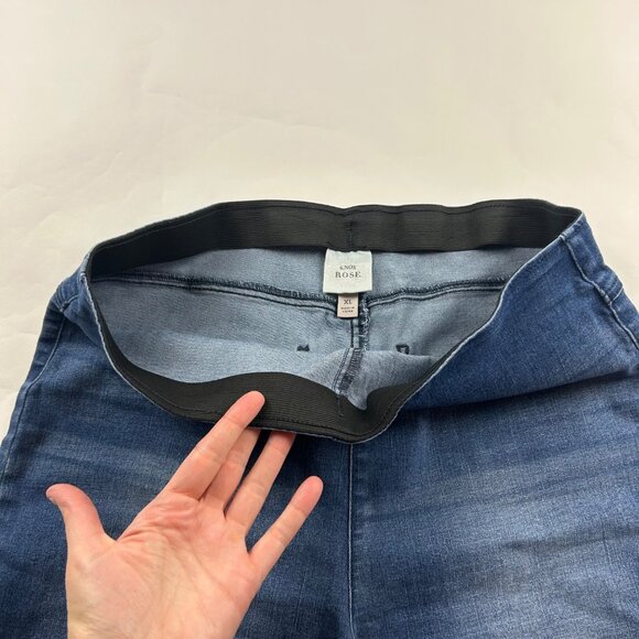 LONG Knox Rose Blue Stretch Denim High Rise Pull On Flared Jeans XL - Picture 3 of 7